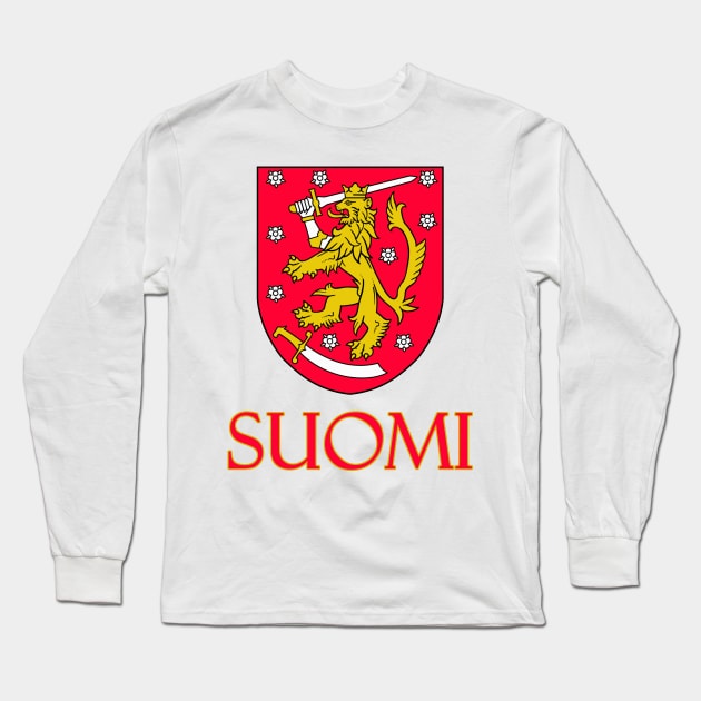 Finland (in Finnish) - Finnish Coat of Arms Design Long Sleeve T-Shirt by Naves